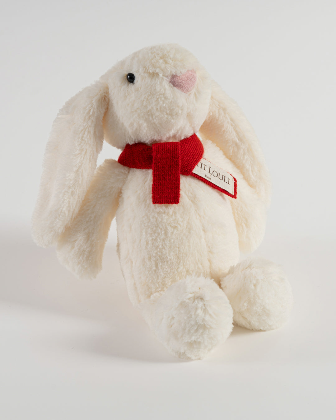 Petit Louli Cuddly Bunny Toy with Red Cashmere Scarf
